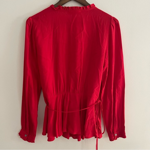 LOFT Red Wrap Blouse - Picture 9 of 11